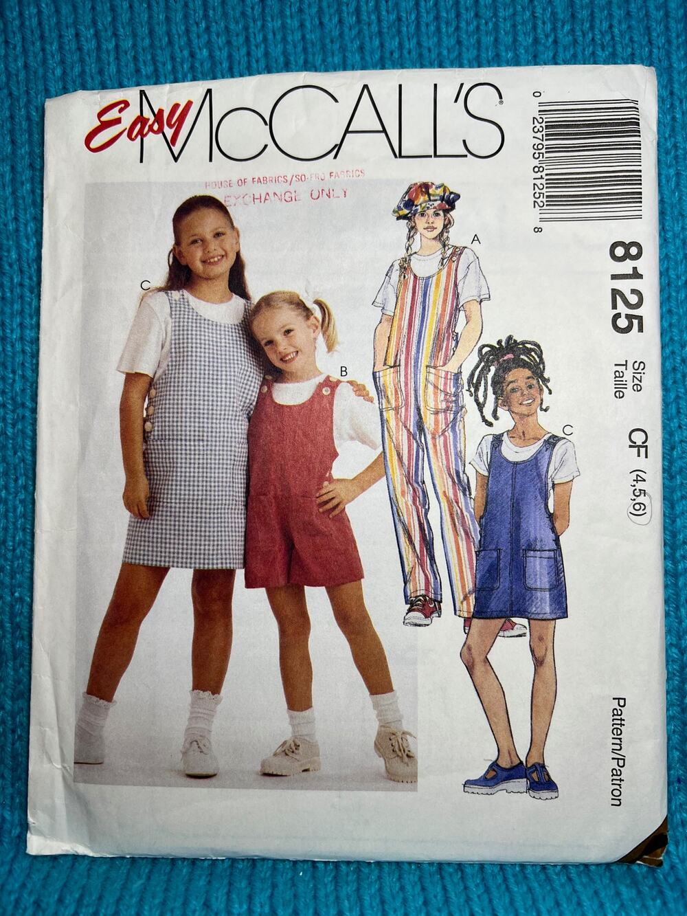 McCalls 8125 Sewing pattern girls overalls jumper size 4 5 6